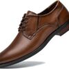 Cestfini Men’s Dress Shoes Formal Business Oxfords Plain Toe Lace Up Derby Shoes